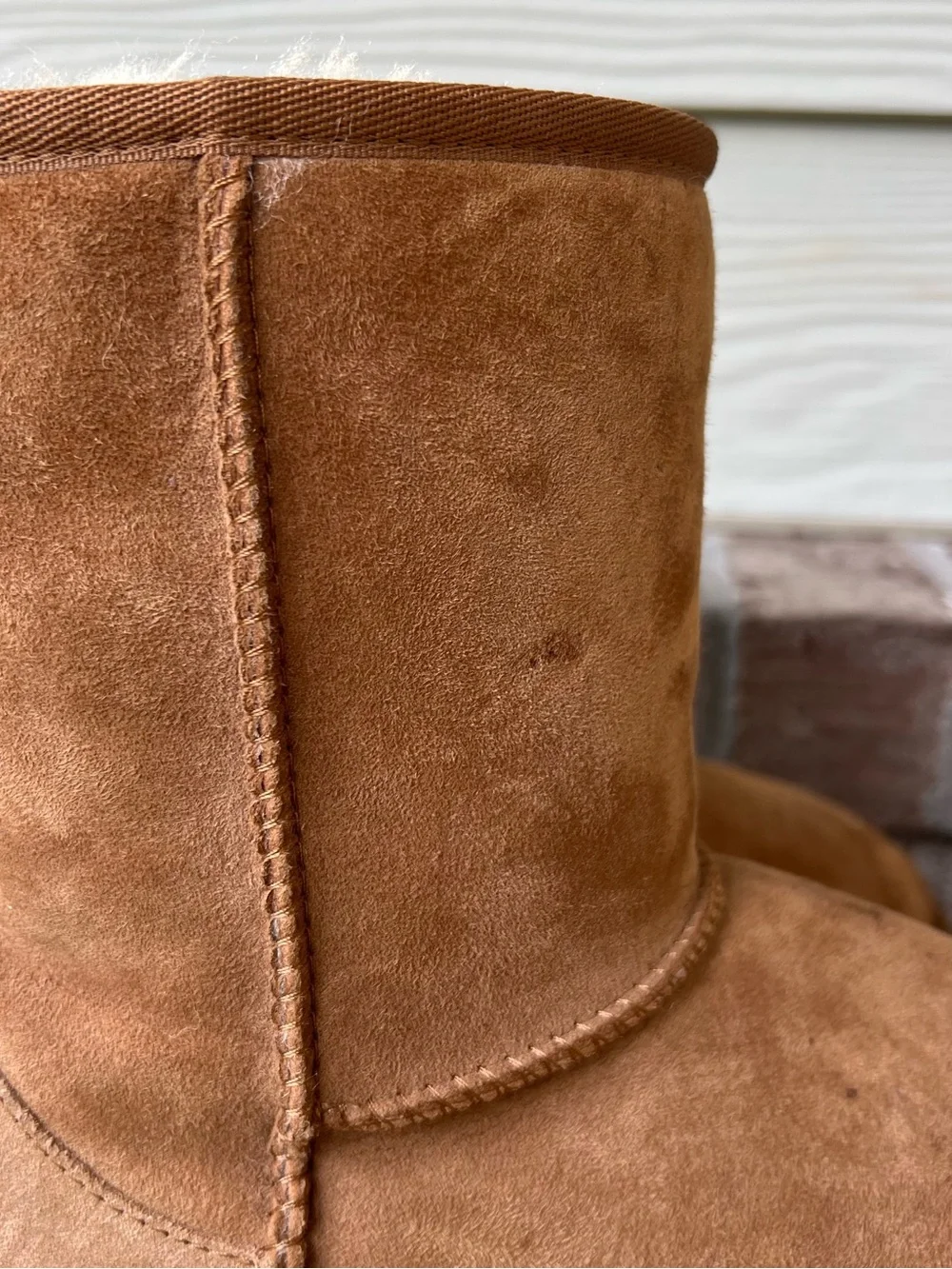 Classic Chestnut Suede Shearling Boots